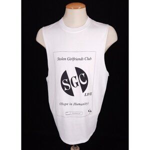 Stolen Girlfriends Club "Live" Classic Tank Top S Mens White Sleeveless Tee $75